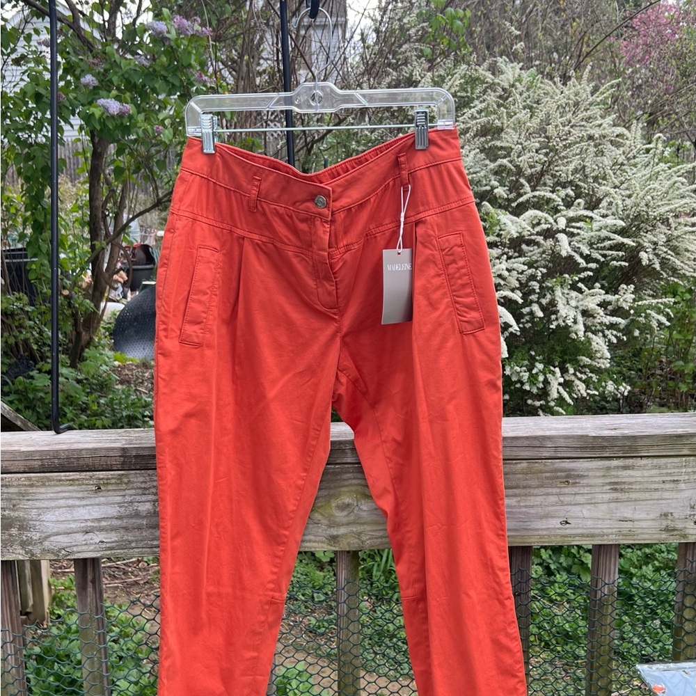 Madeleine Orange Ladies Pants Size 10 NWT High Waist 98 % Cotton 4 Pockets